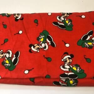 vtg christmas mickey mouse cotton fabric red 3 yards X 44 inches crafts sewing